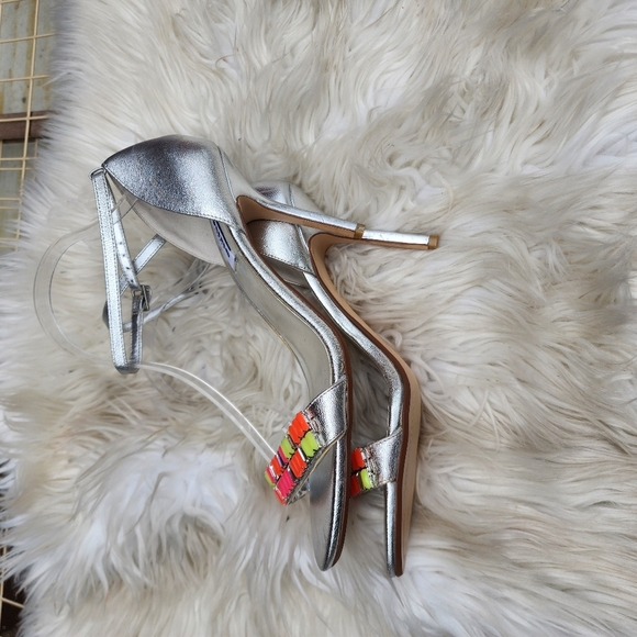 Dune Gladiator Neon Ankle Strap foil sandals 10‎ NWD - Picture 10 of 12